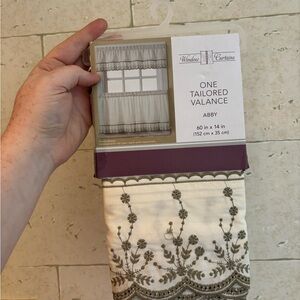 Abby Cream and green Tailored Valance